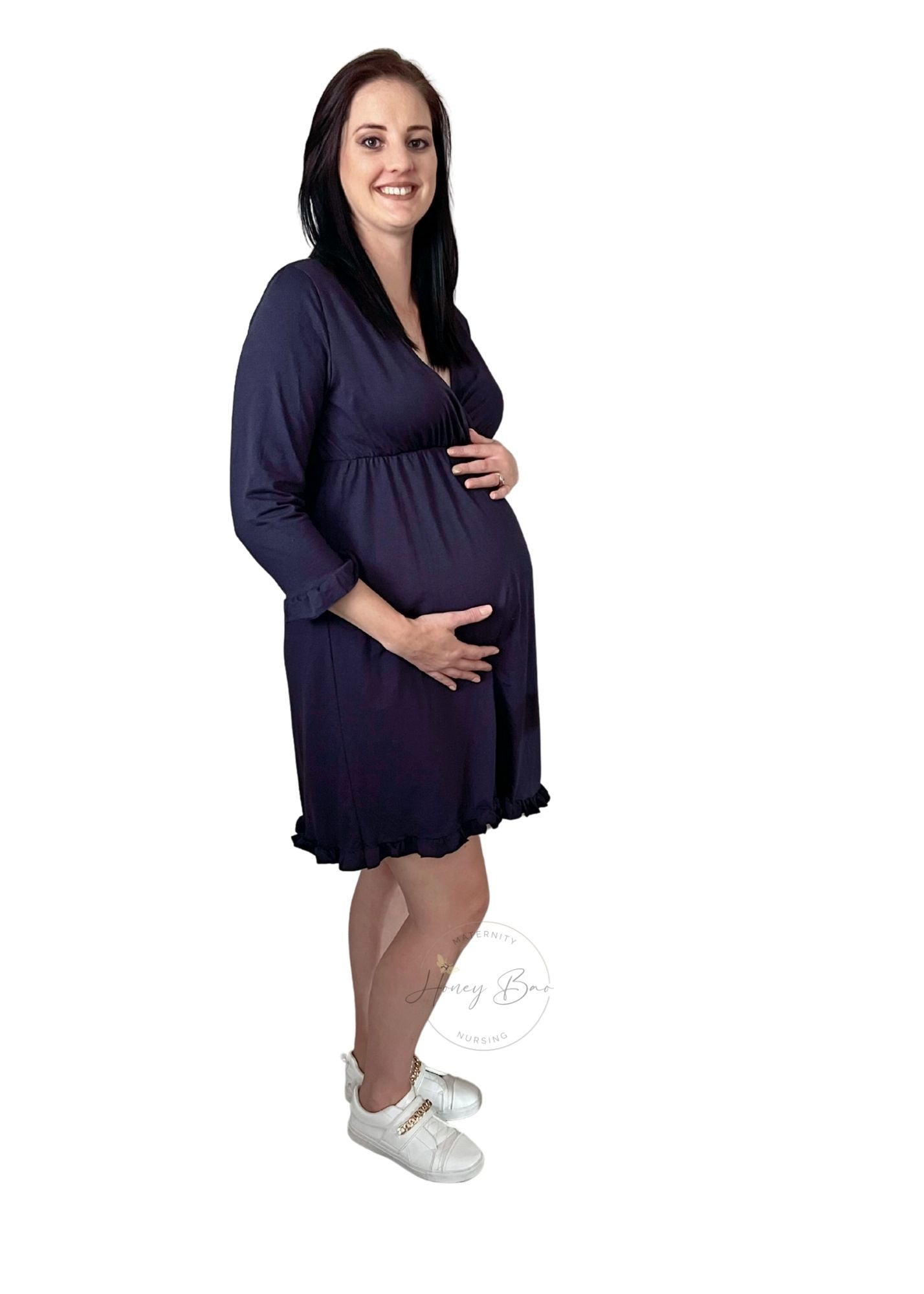Pleated Detail Maternity & Nursing Dress